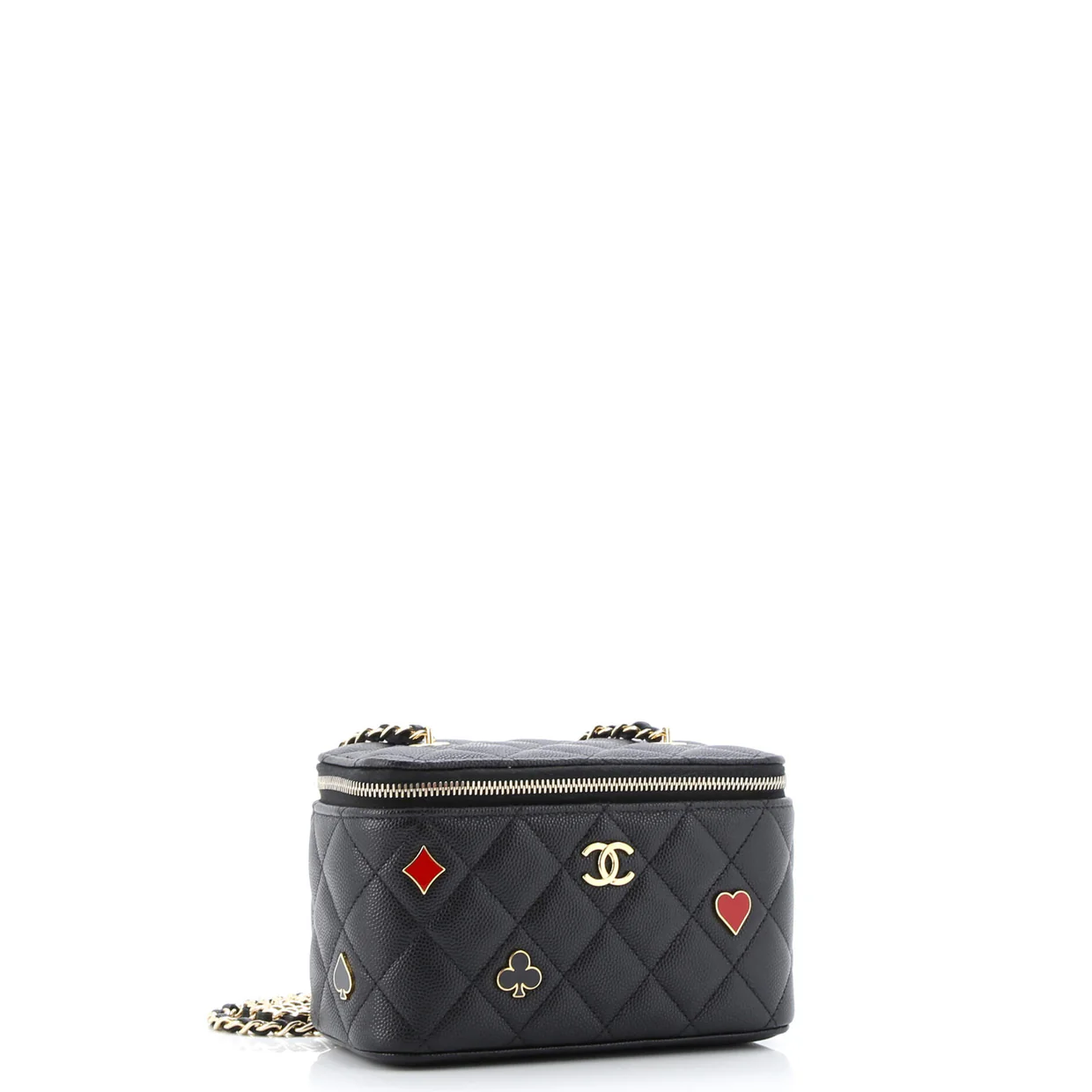 Coco Casino Vanity Case with Chain Quilted Caviar Small - Deep Luxury