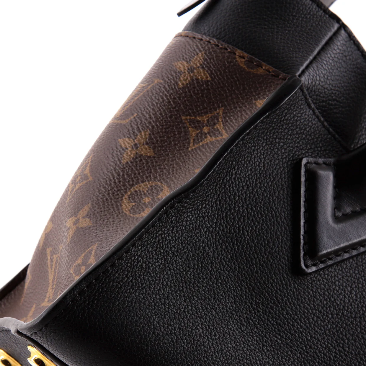 On My Side Tote Leather with Monogram Canvas PM - Deep Luxury