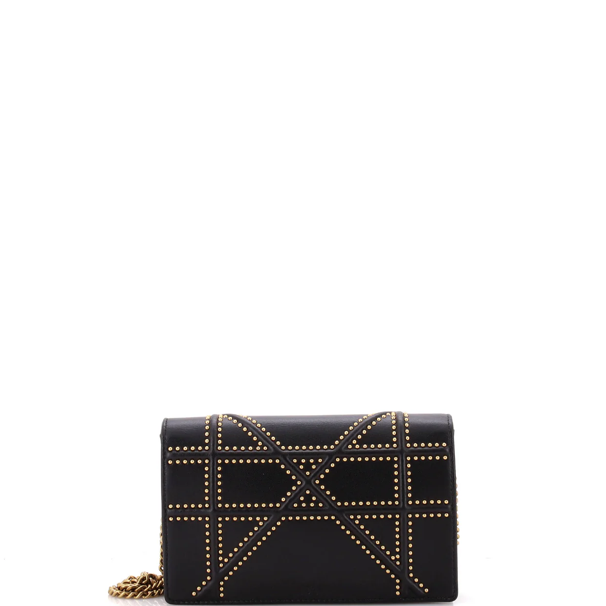 Diorama Wallet on Chain Studded Leather - Deep Luxury