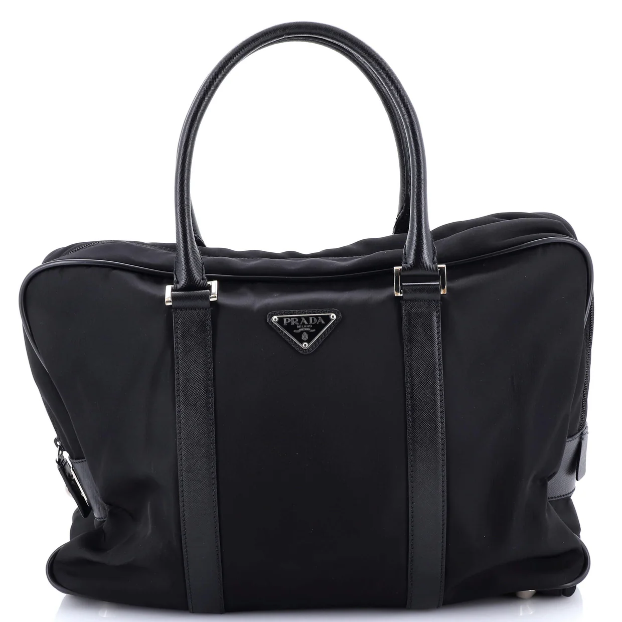 Zip Around Briefcase Tessuto with Saffiano Leather Medium - Deep Luxury