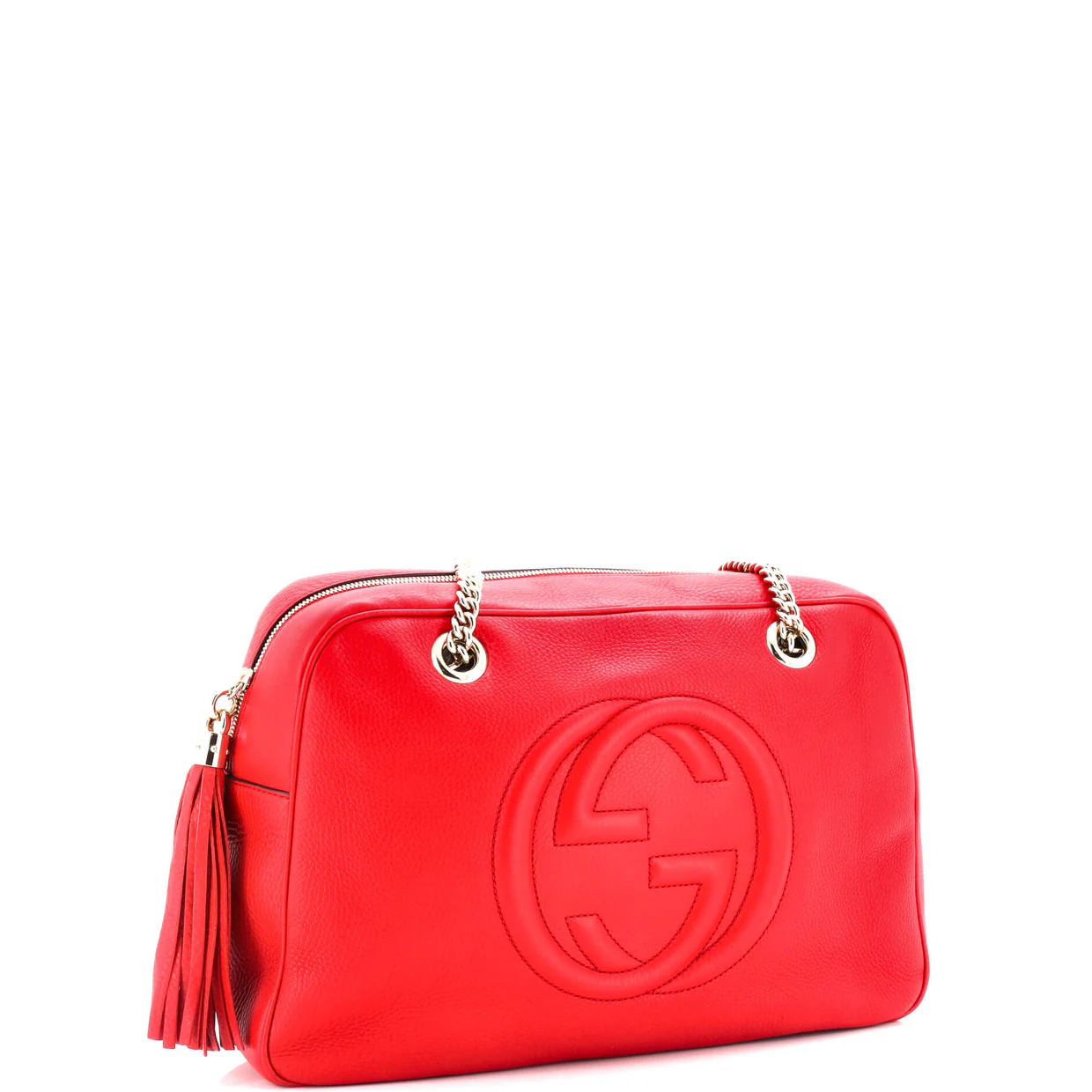 Soho Chain Zip Shoulder Bag Leather Medium - Deep Luxury