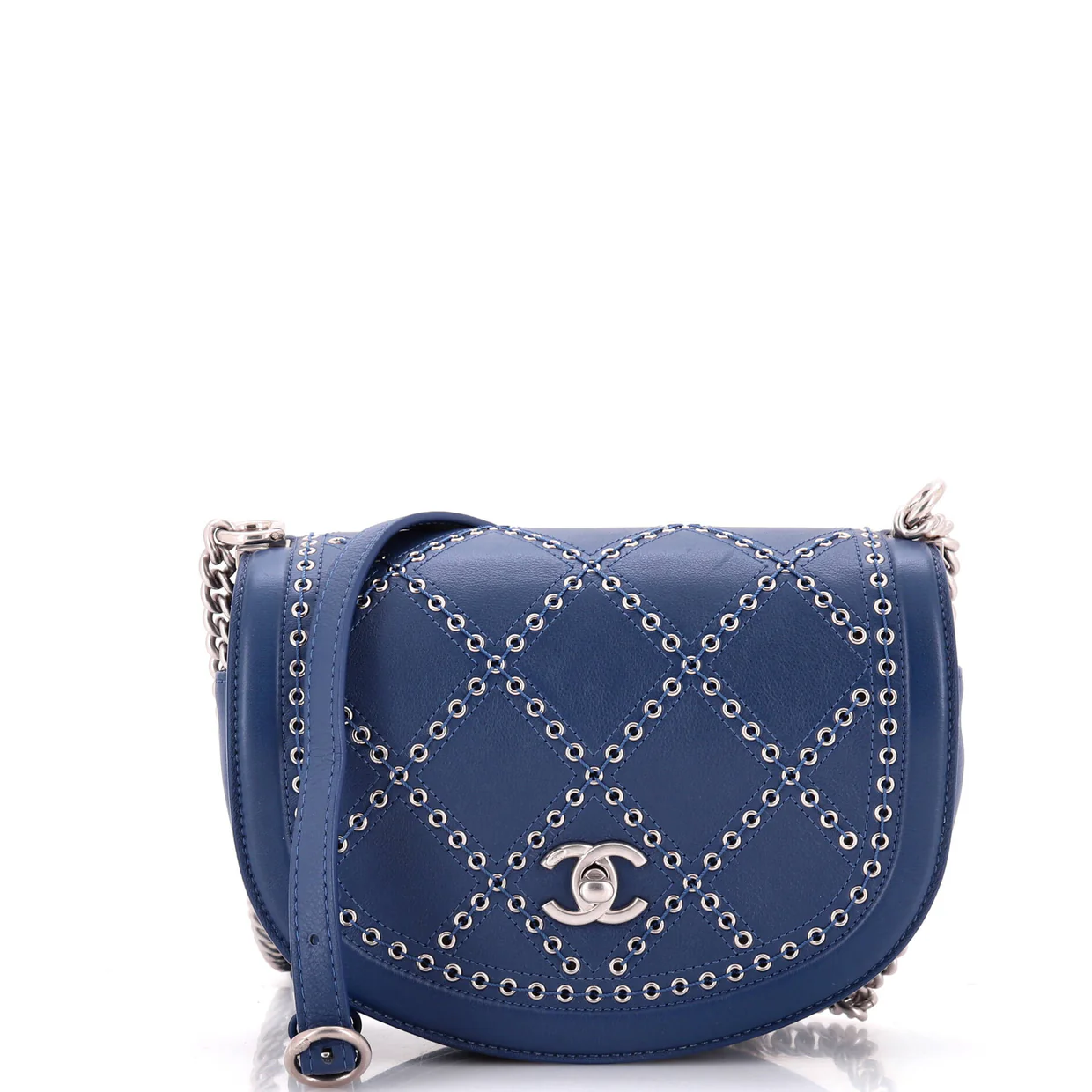 Coco Eyelets Round Flap Bag Quilted Calfskin Small - Deep Luxury