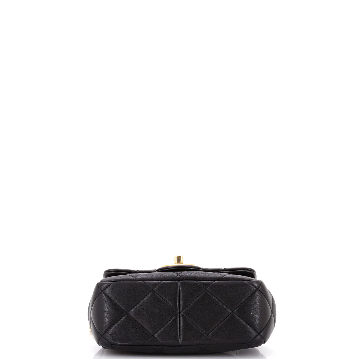 Oval Logo Chain Handle Flap Bag Quilted Lambskin Mini - Deep Luxury