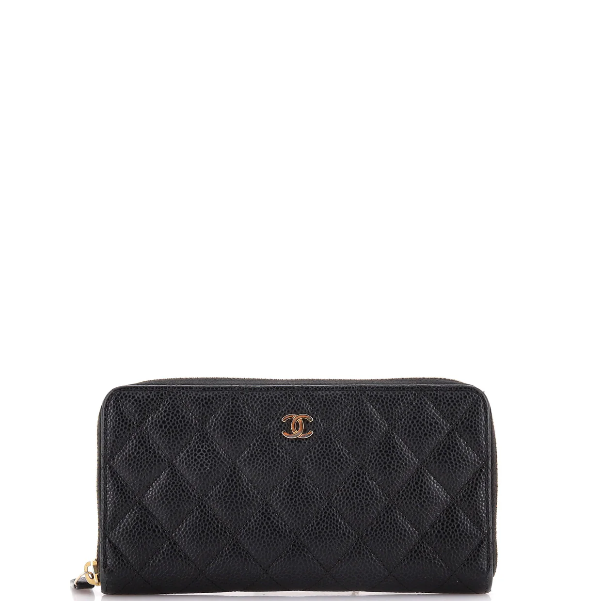 Zip Around Wallet Quilted Caviar Long - Deep Luxury