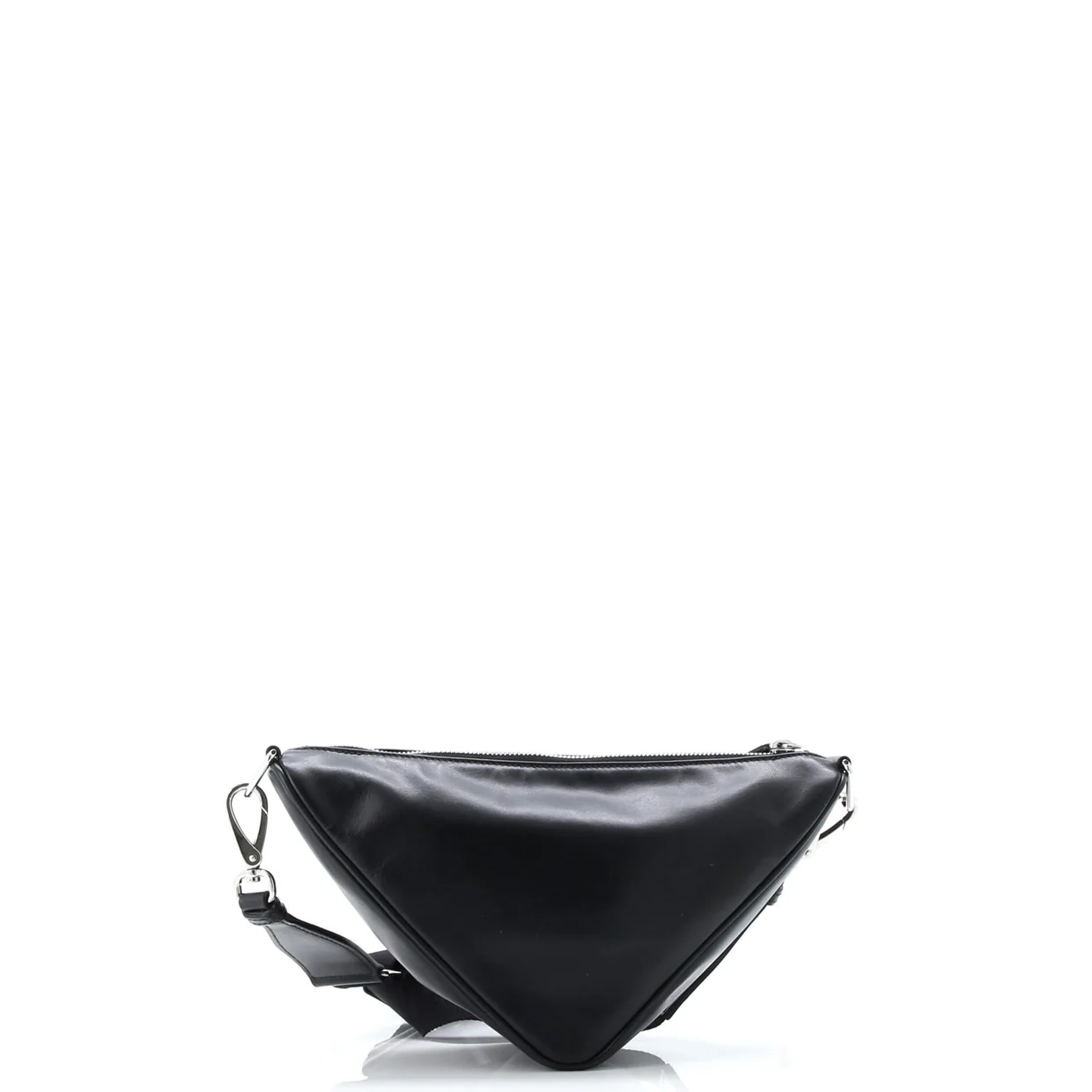 Triangle Logo Zip Crossbody Bag Soft Leather Small - Deep Luxury