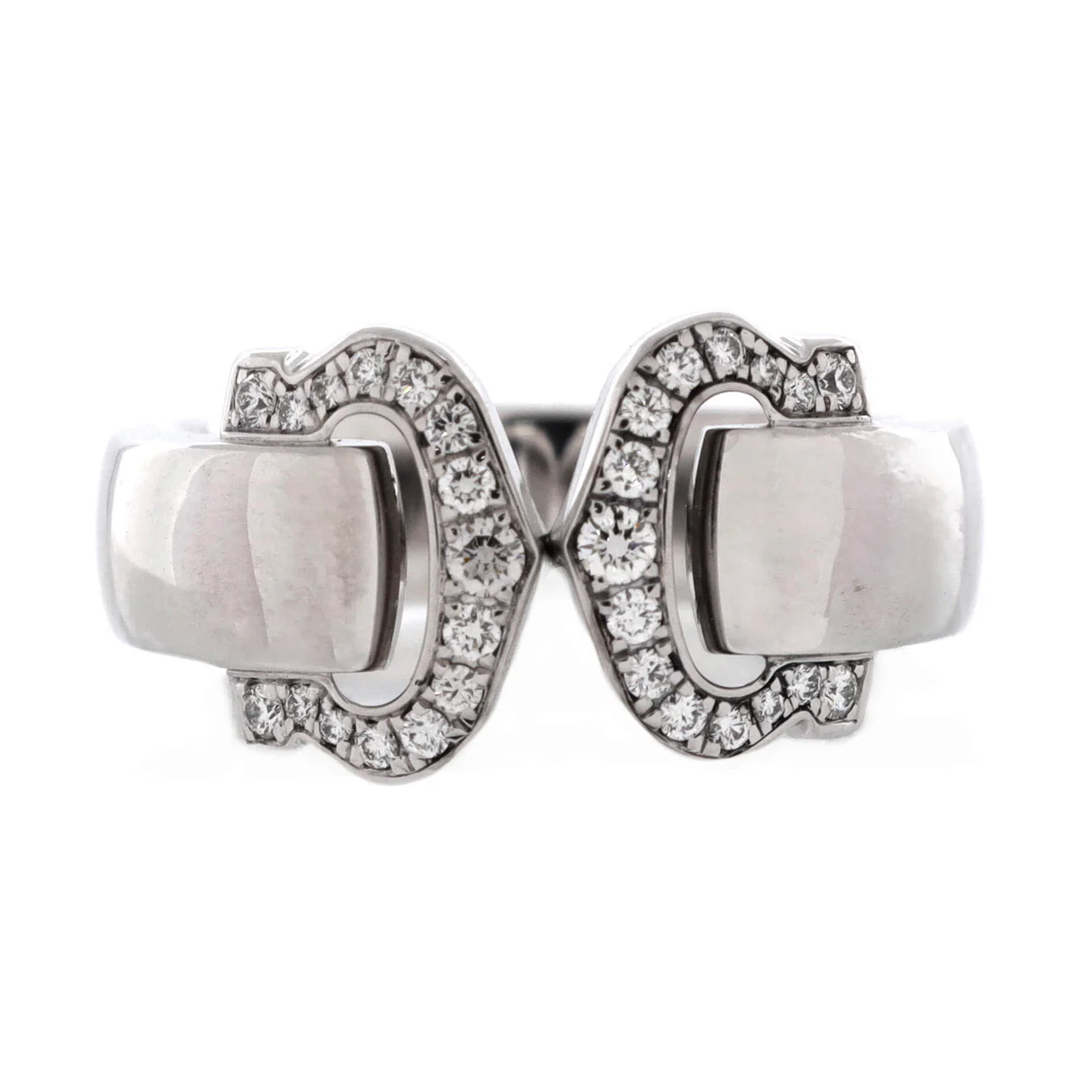 Vintage C de Cartier Ring 18K White Gold with Diamonds - Deep Luxury