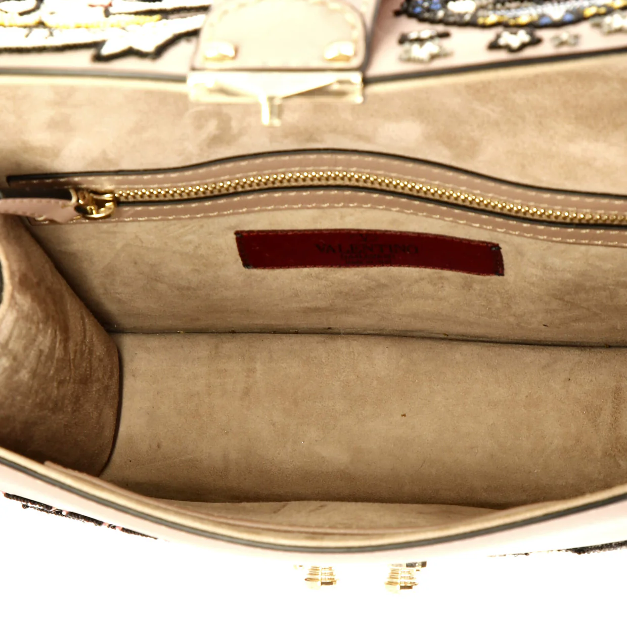 Glam Lock Shoulder Bag Embroidered Leather Small - Deep Luxury