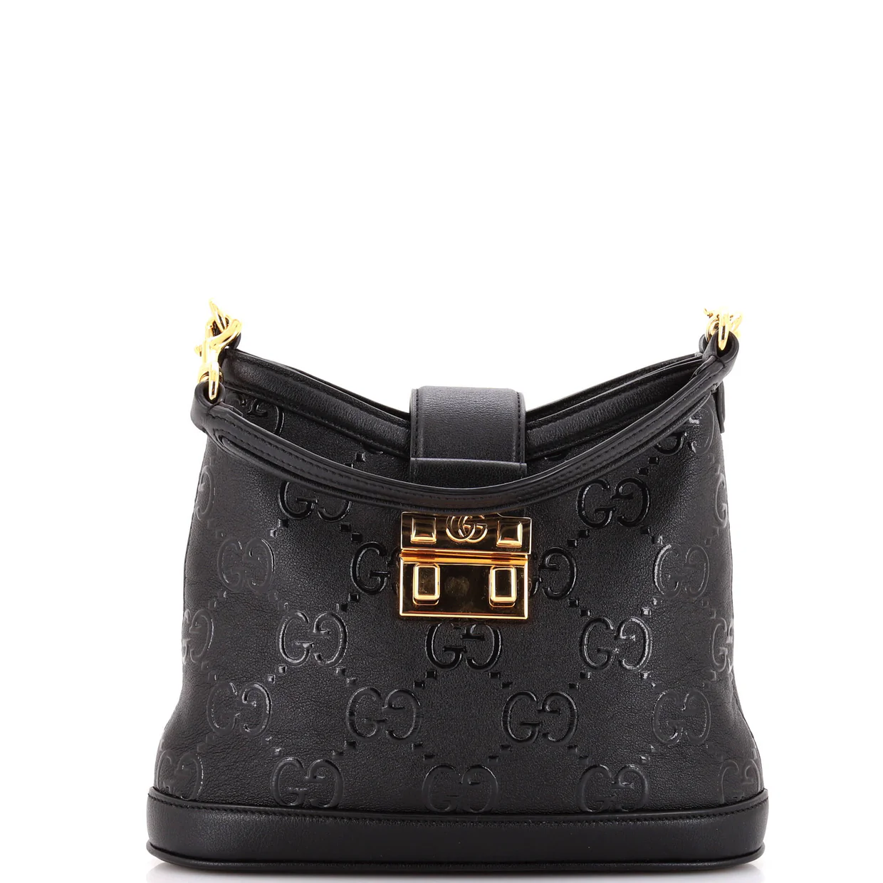 GG Padlock Shoulder Bag GG Embossed Leather Small - Deep Luxury