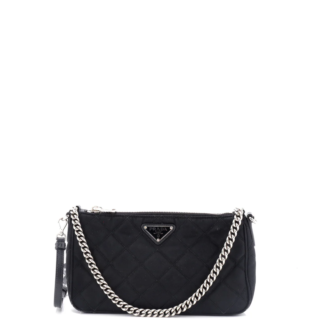 Chain Zip Shoulder Bag Quilted Tessuto Small - Deep Luxury