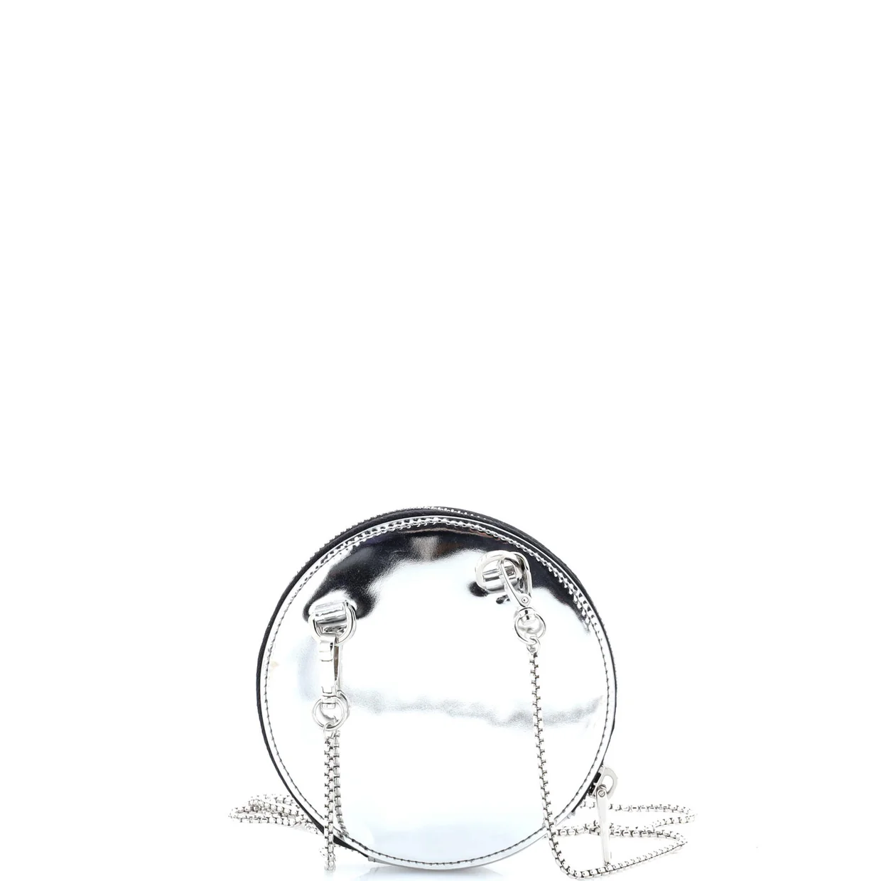 Round Pouch Bag with Chain Brushed Leather Mini - Deep Luxury