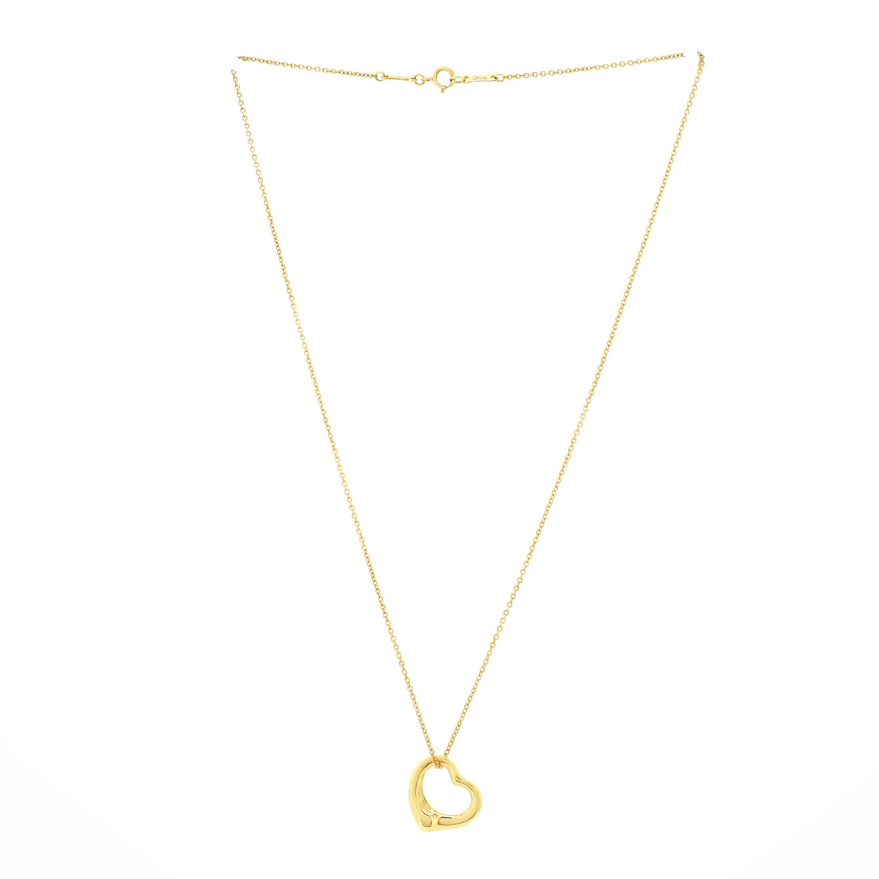 Elsa Peretti Open Heart Pendant Necklace 18K Yellow Gold 16mm - Deep Luxury