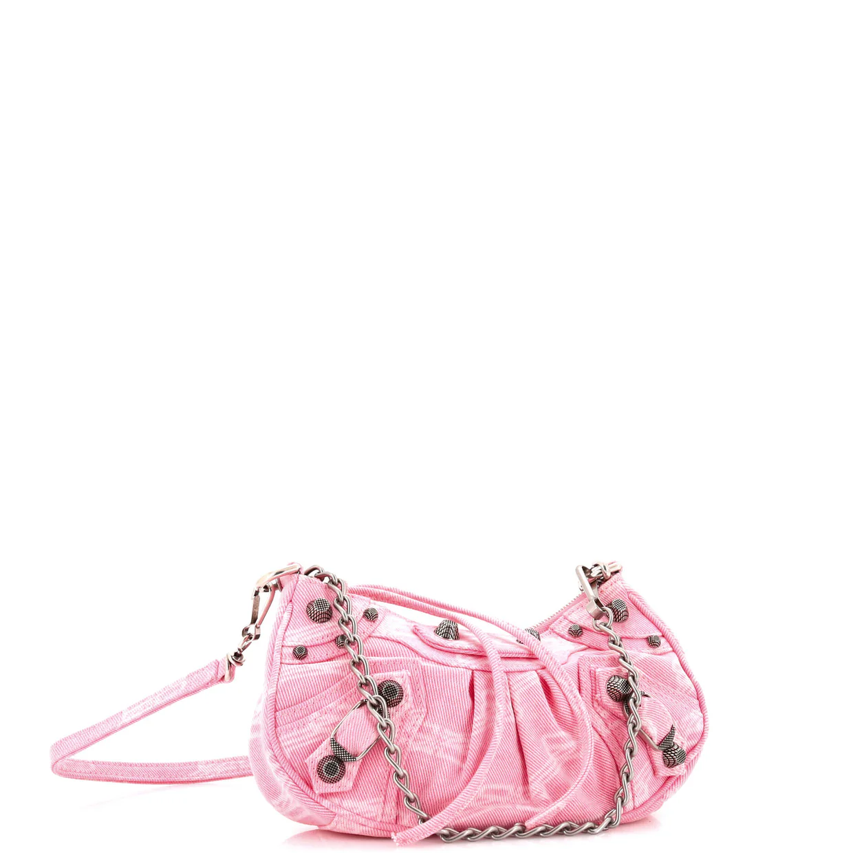 Le Cagole Giant Studs Shoulder Bag BB Monogram Denim Mini - Deep Luxury