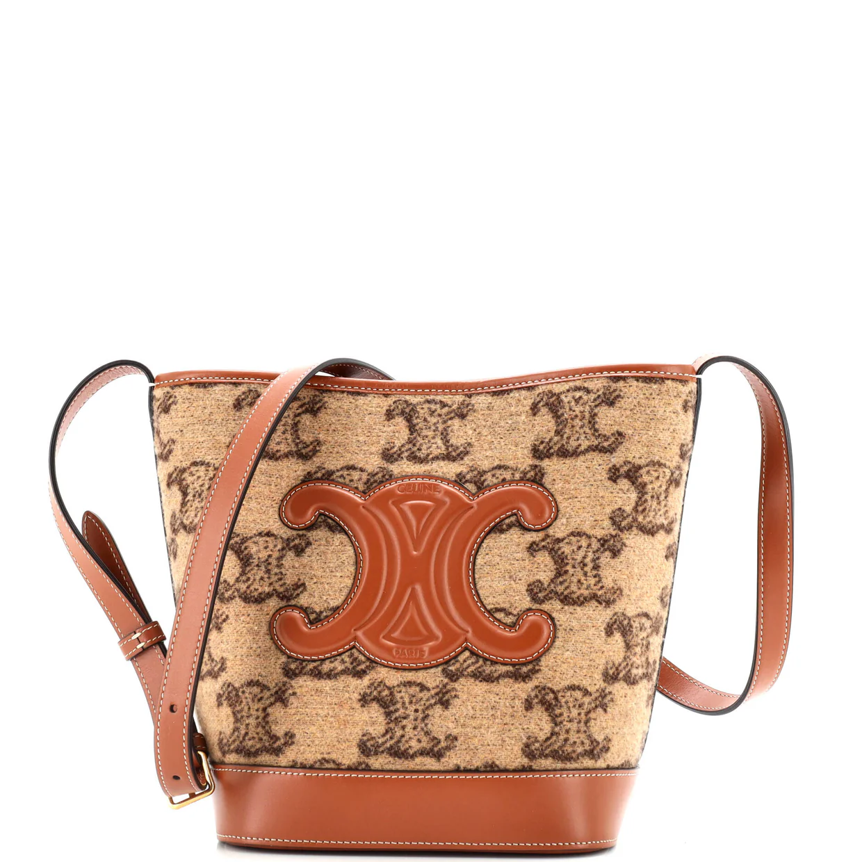 Cuir Triomphe Bucket Bag Triomphe Wool Small - Deep Luxury