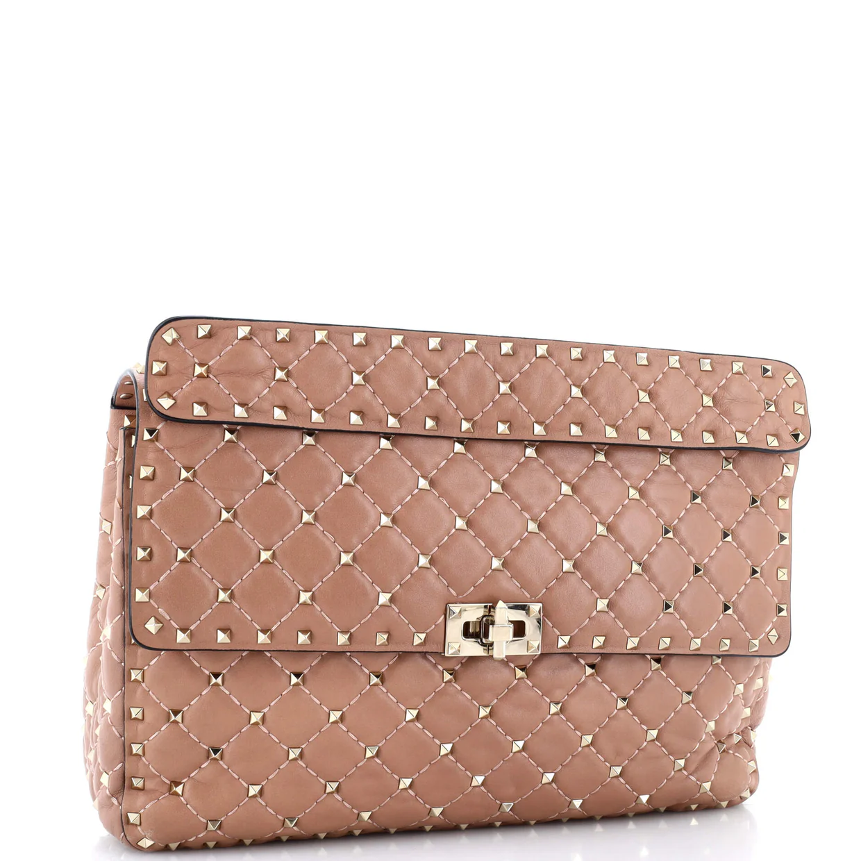 Rockstud Spike Flap Bag Quilted Leather Large - Deep Luxury