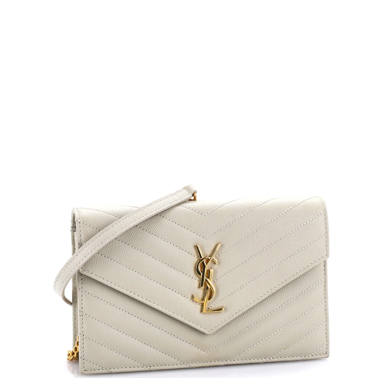Classic Monogram Wallet on Chain Matelasse Chevron Leather Small - Deep Luxury