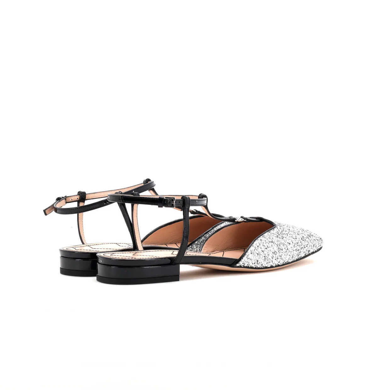 Women's GG Slingback Flats Glitter and Patent - Deep Luxury