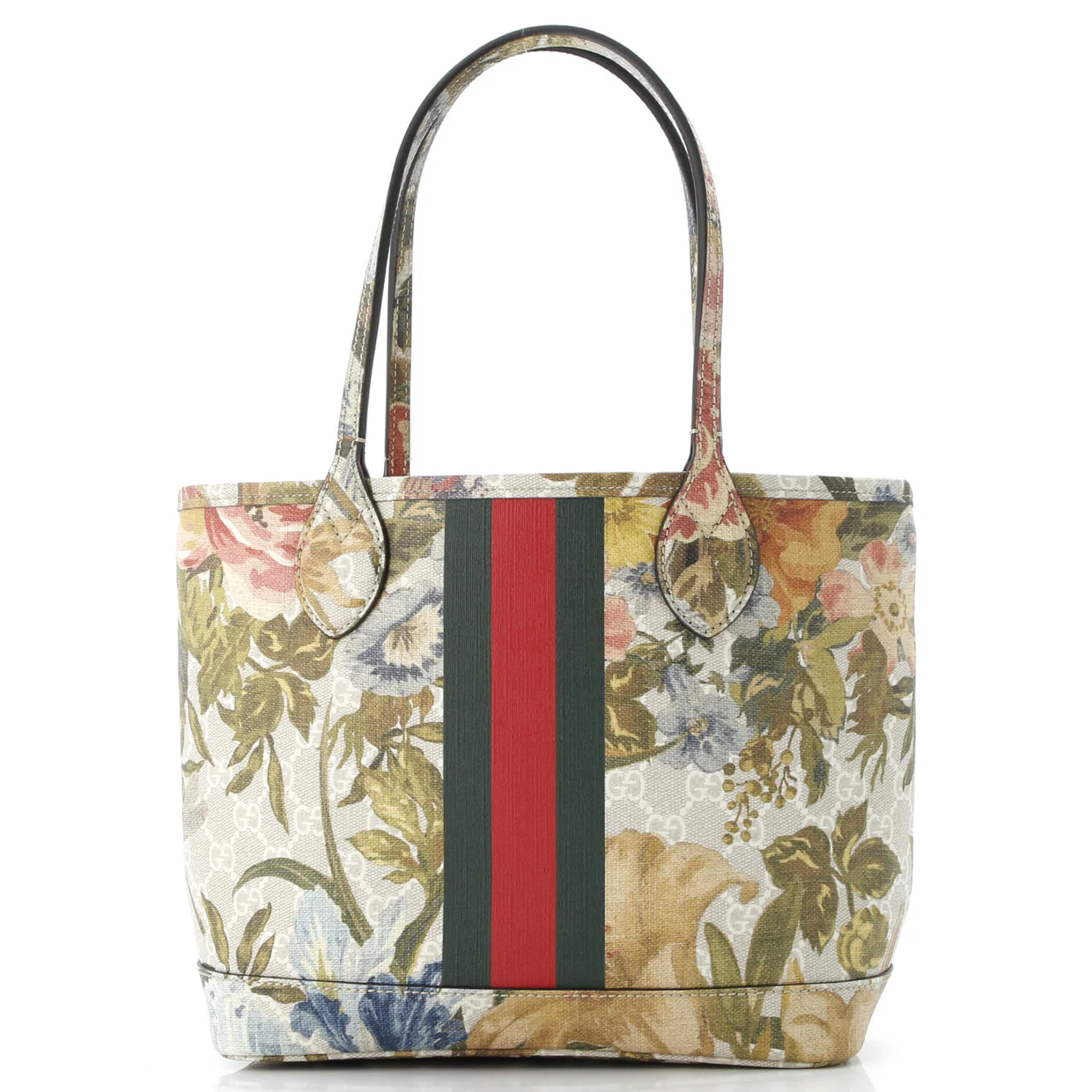 Ophidia Tote Water Flora GG Coated Canvas Medium - Deep Luxury