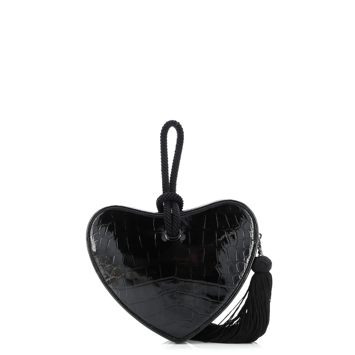 Heart Tassel Clutch Crocodile Embossed Patent - Deep Luxury