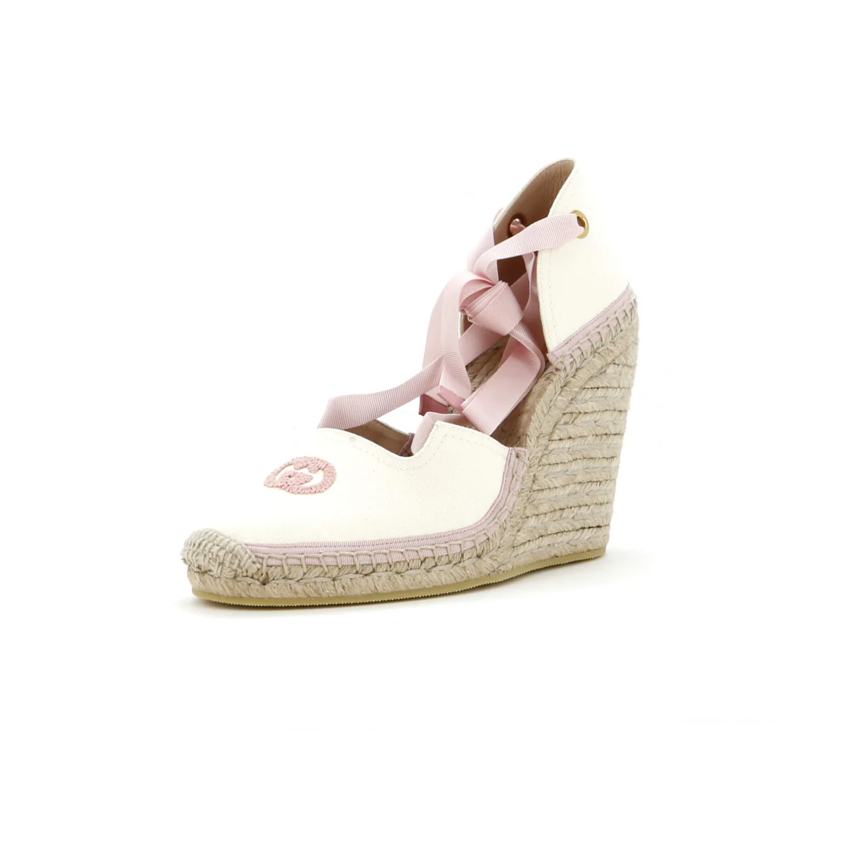 Women's Interlocking G Wedge Espadrilles Embroidered Canvas - Deep Luxury