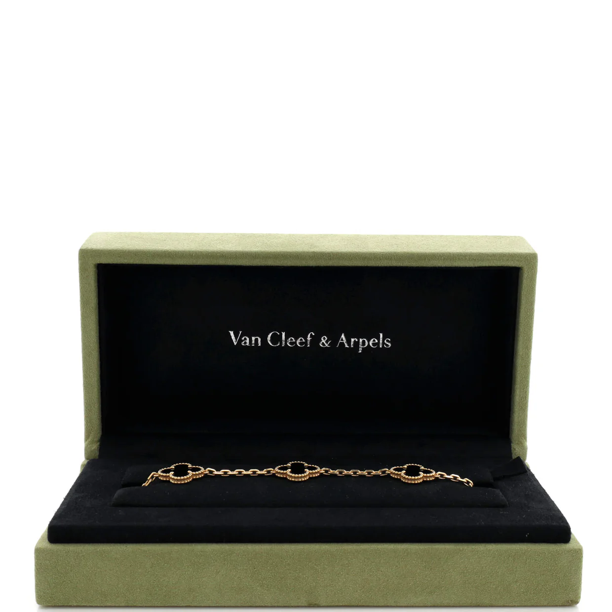 Vintage Alhambra 5 Motifs Bracelet 18K Yellow Gold and Onyx - Deep Luxury