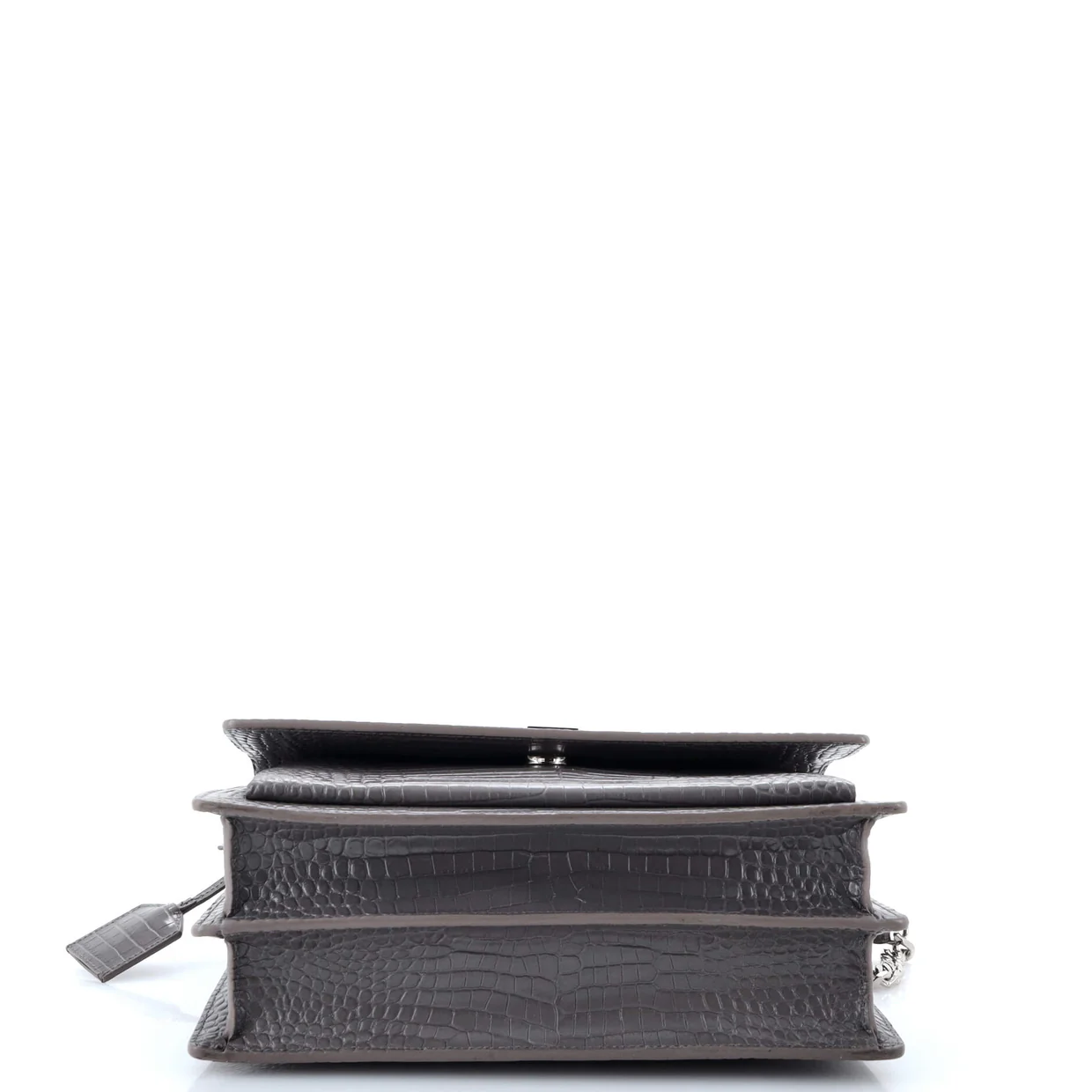 Sunset Crossbody Bag Crocodile Embossed Leather Large - Deep Luxury