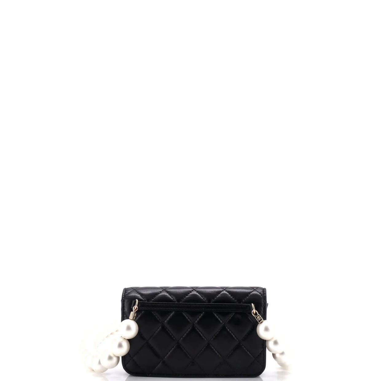 Pearl Strap Clutch with Chain Quilted Calfskin - Deep Luxury