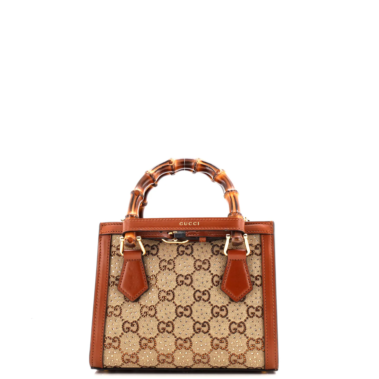 Diana NM Bamboo Handle Tote Crystal Embellished GG Canvas Mini - Deep Luxury
