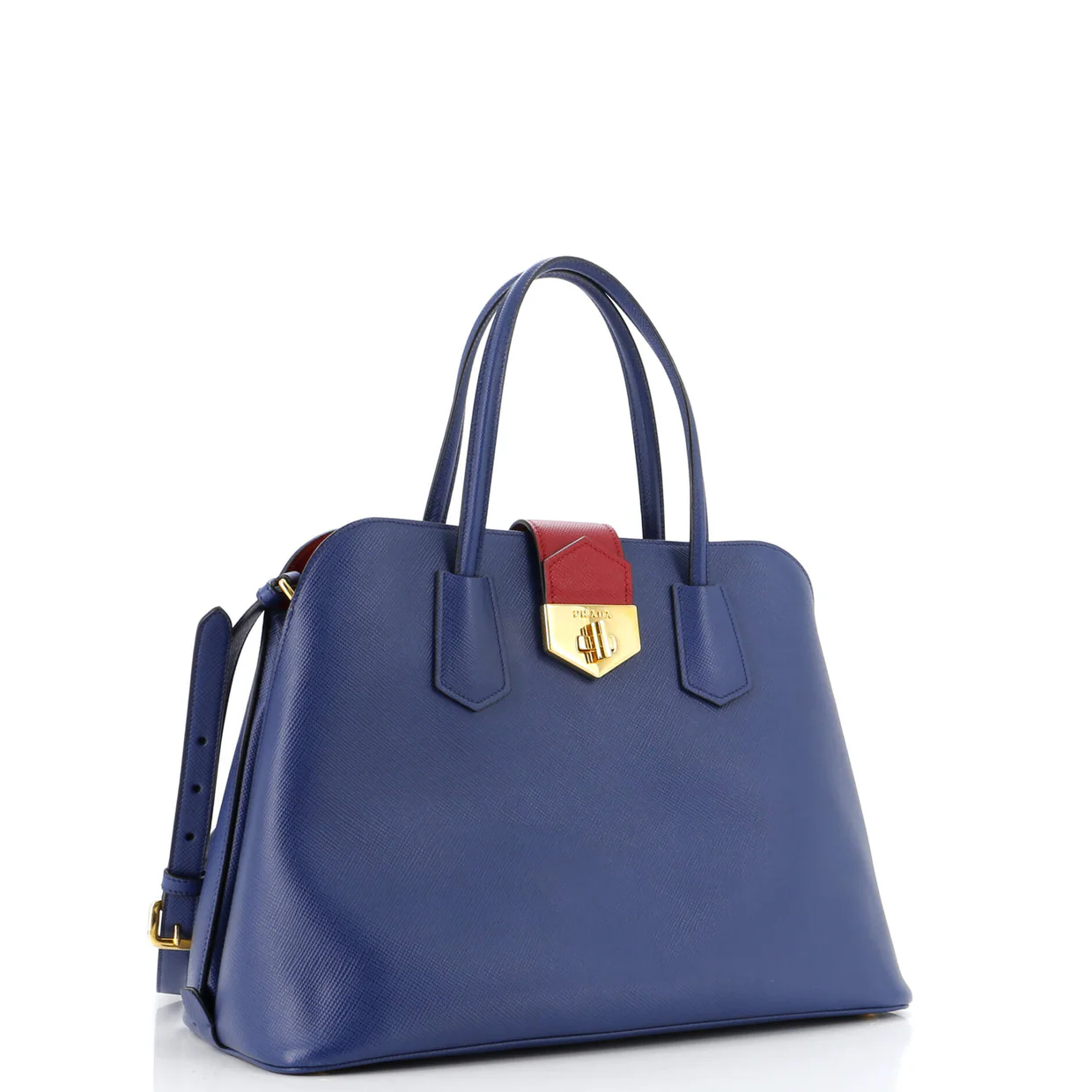 Convertible Turnlock Flap Promenade Bag Saffiano Leather Medium - Deep Luxury