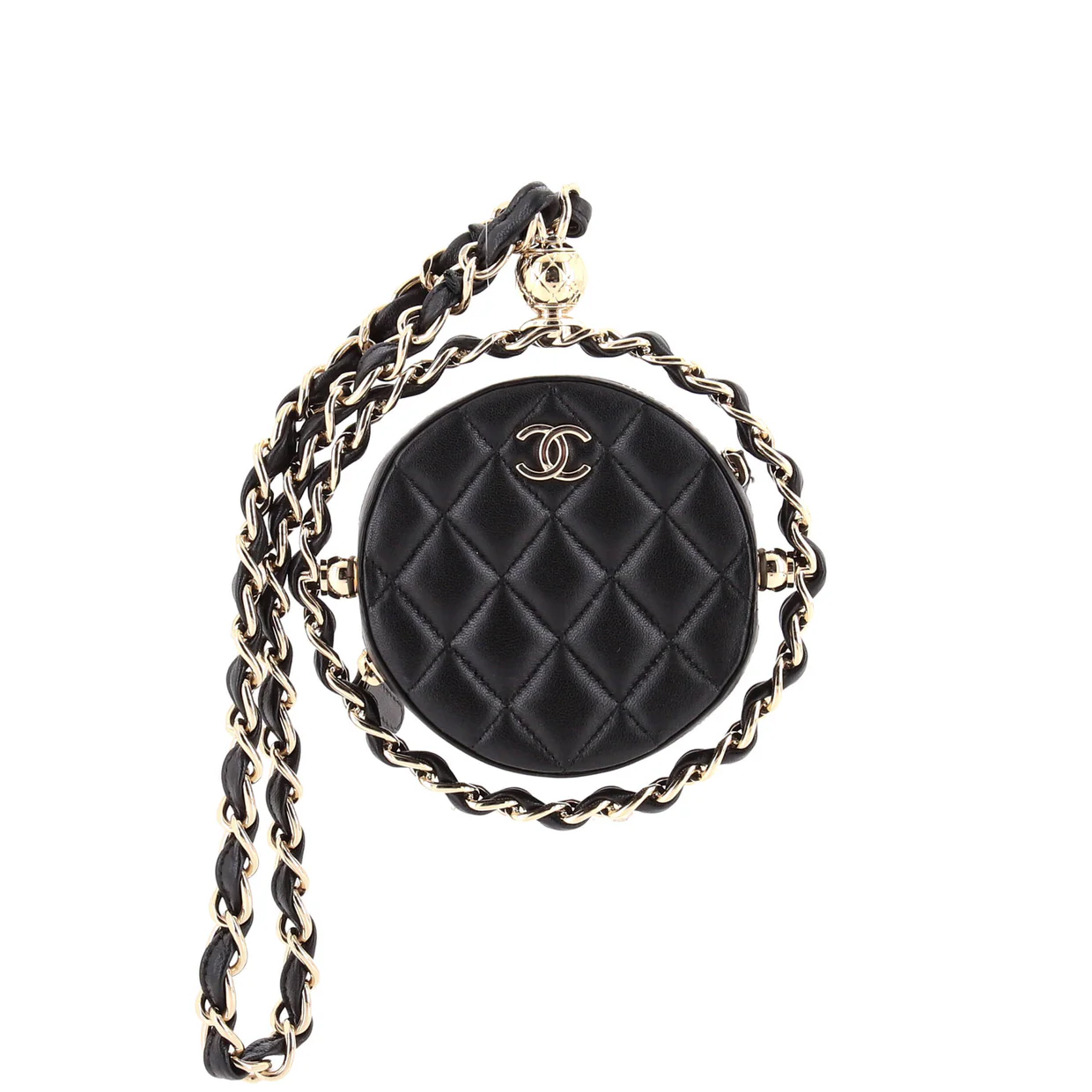 Frame Chain Around Round Clutch with Chain Quilted Lambskin Mini - Deep Luxury