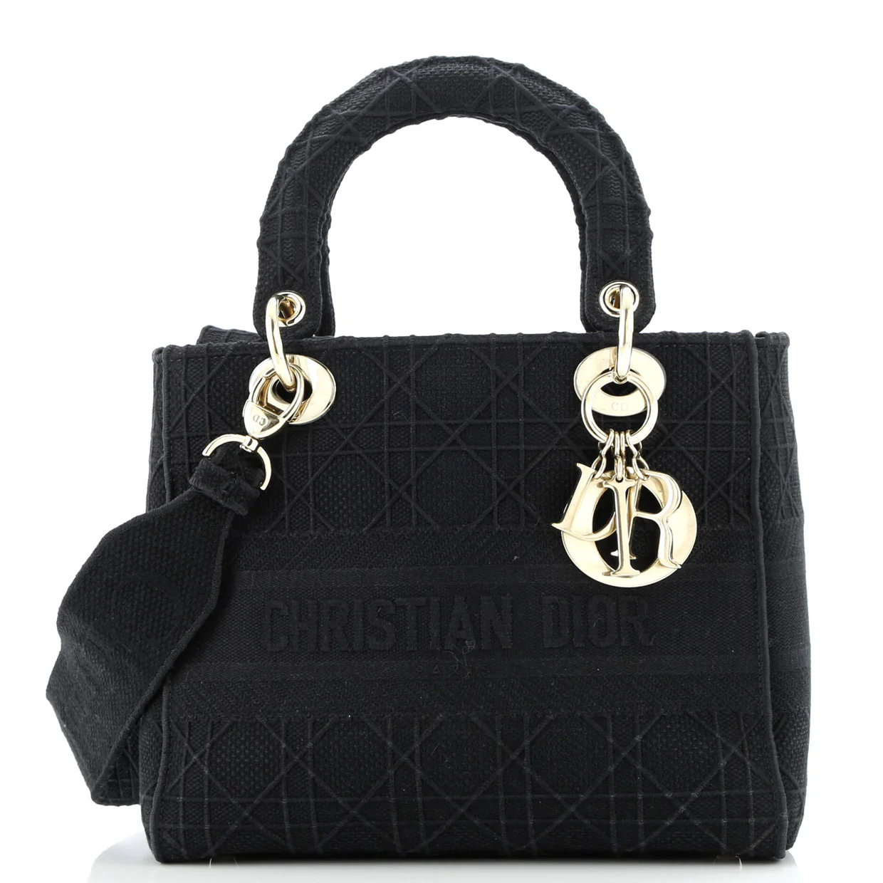 Lady D-Lite Bag Cannage Embroidered Canvas Medium - Deep Luxury