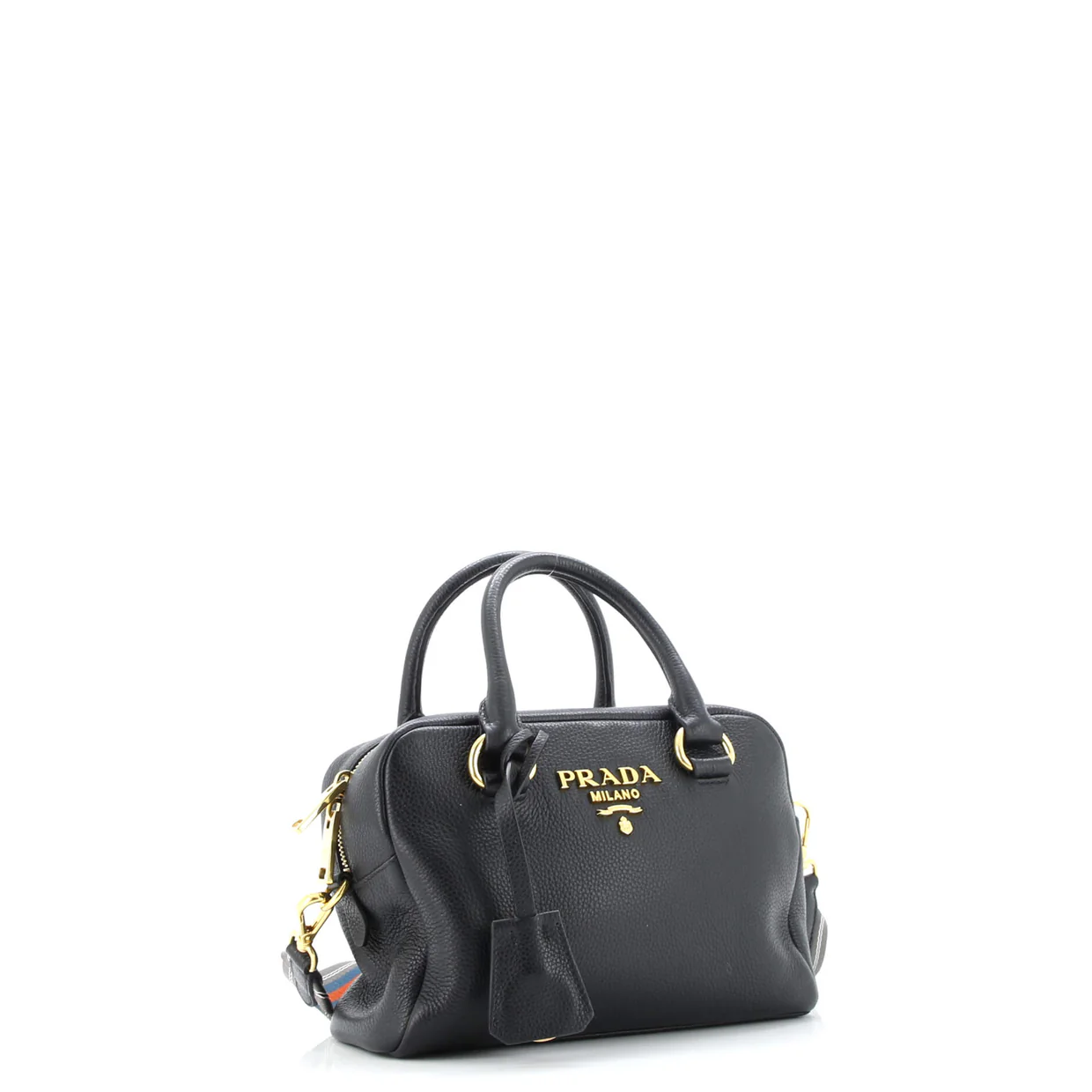 Striped Strap Convertible Bauletto Bag Vitello Phenix Small - Deep Luxury