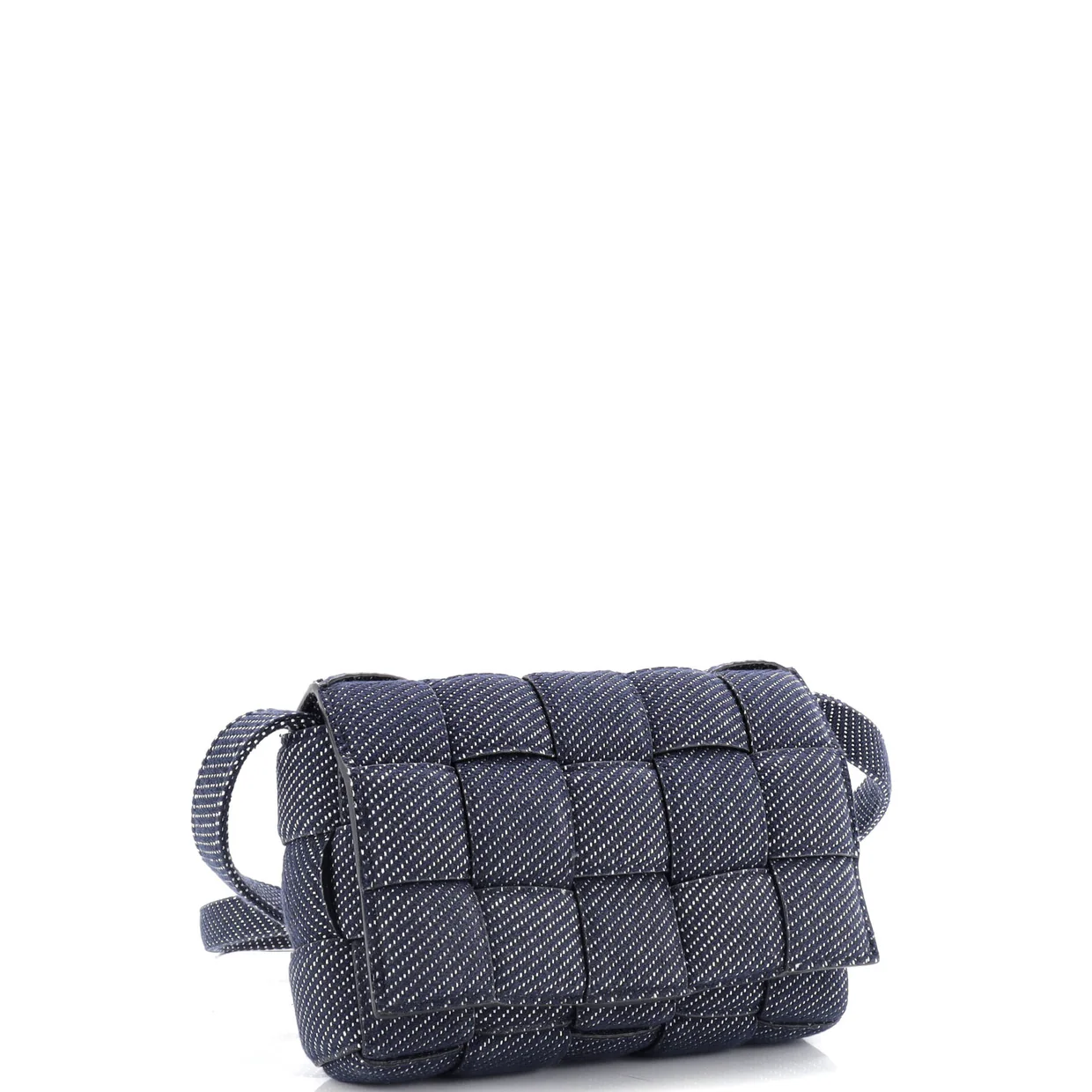 Cassette Crossbody Bag Padded Maxi Intrecciato Denim - Deep Luxury