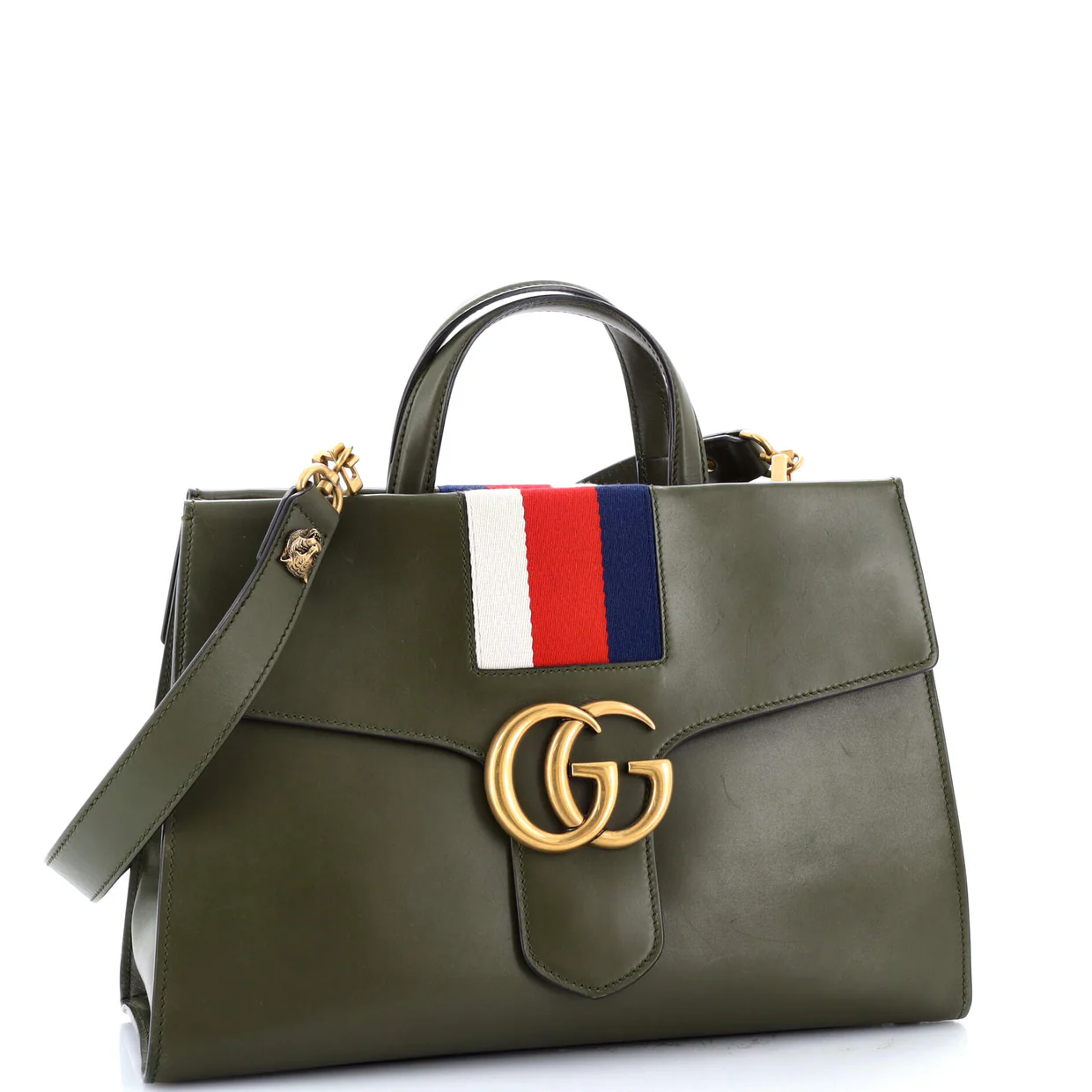Web GG Marmont Tote Leather Medium - Deep Luxury