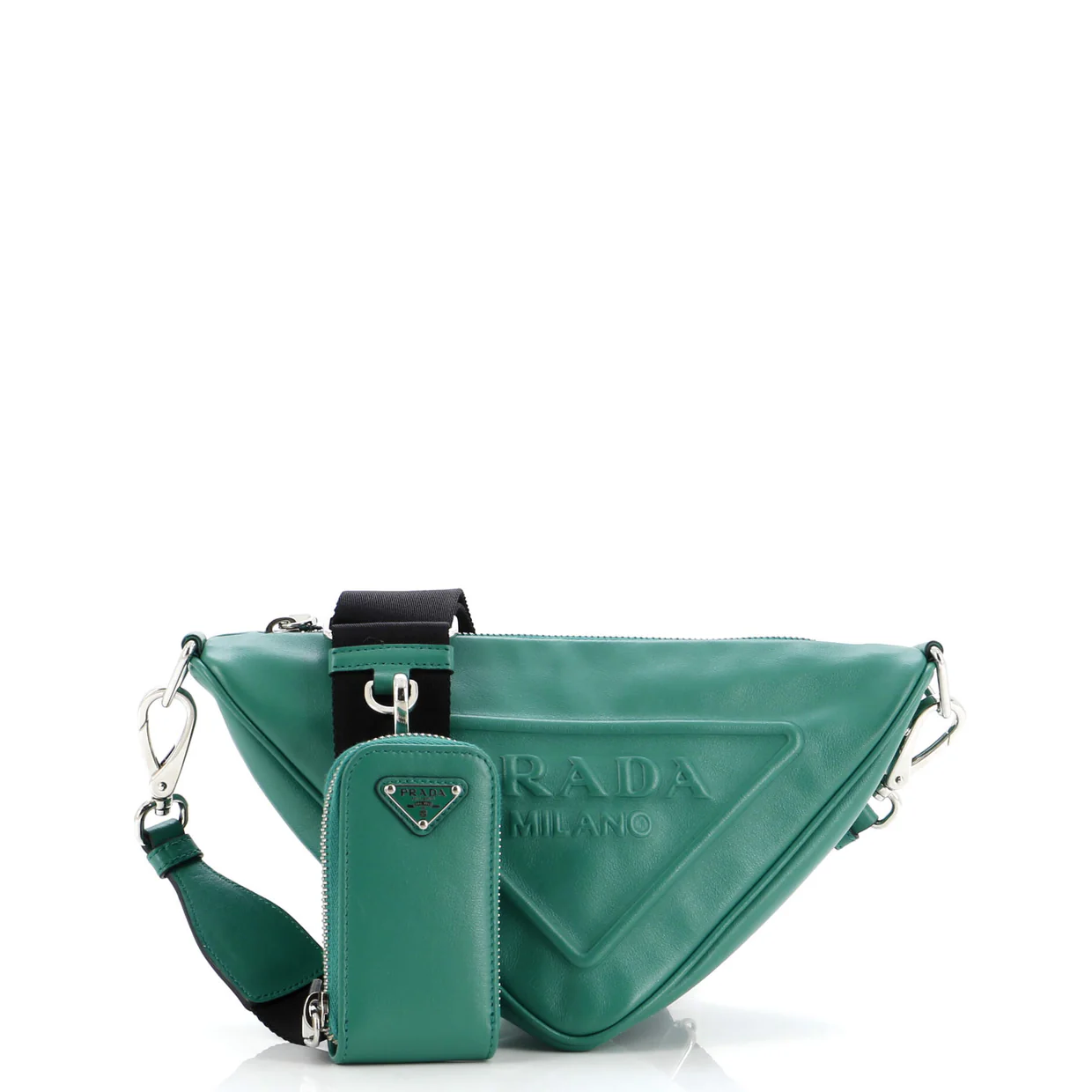 Triangle Logo Zip Crossbody Bag Leather Small - Deep Luxury