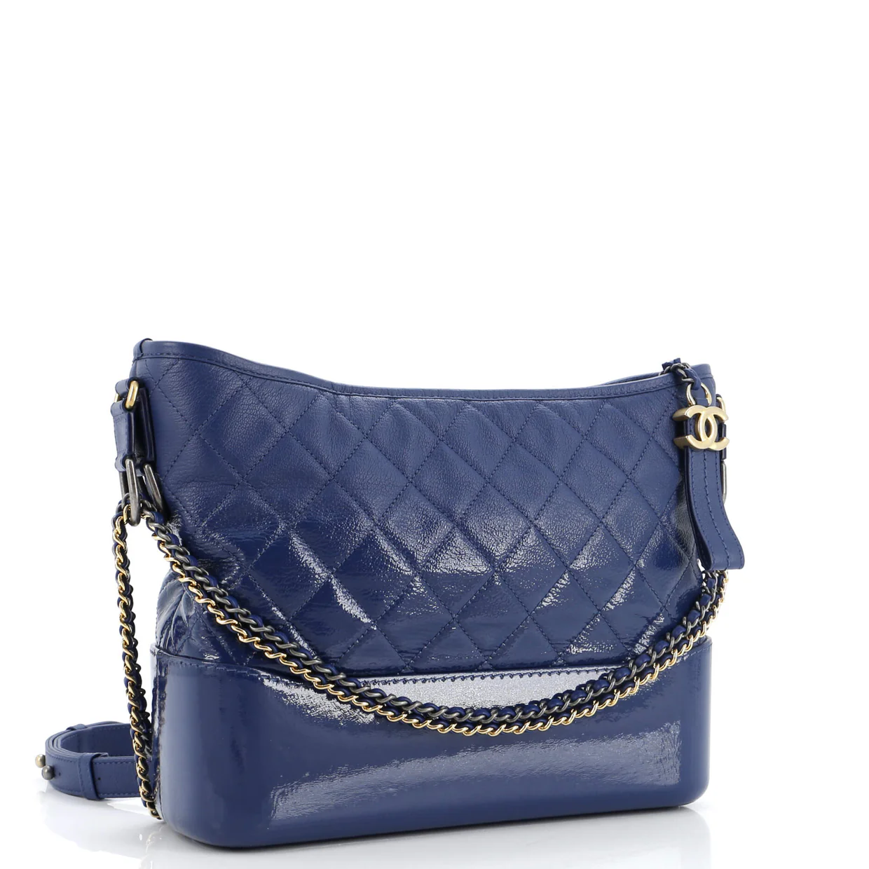 Gabrielle Hobo Quilted Goatskin and Patent Medium - Deep Luxury