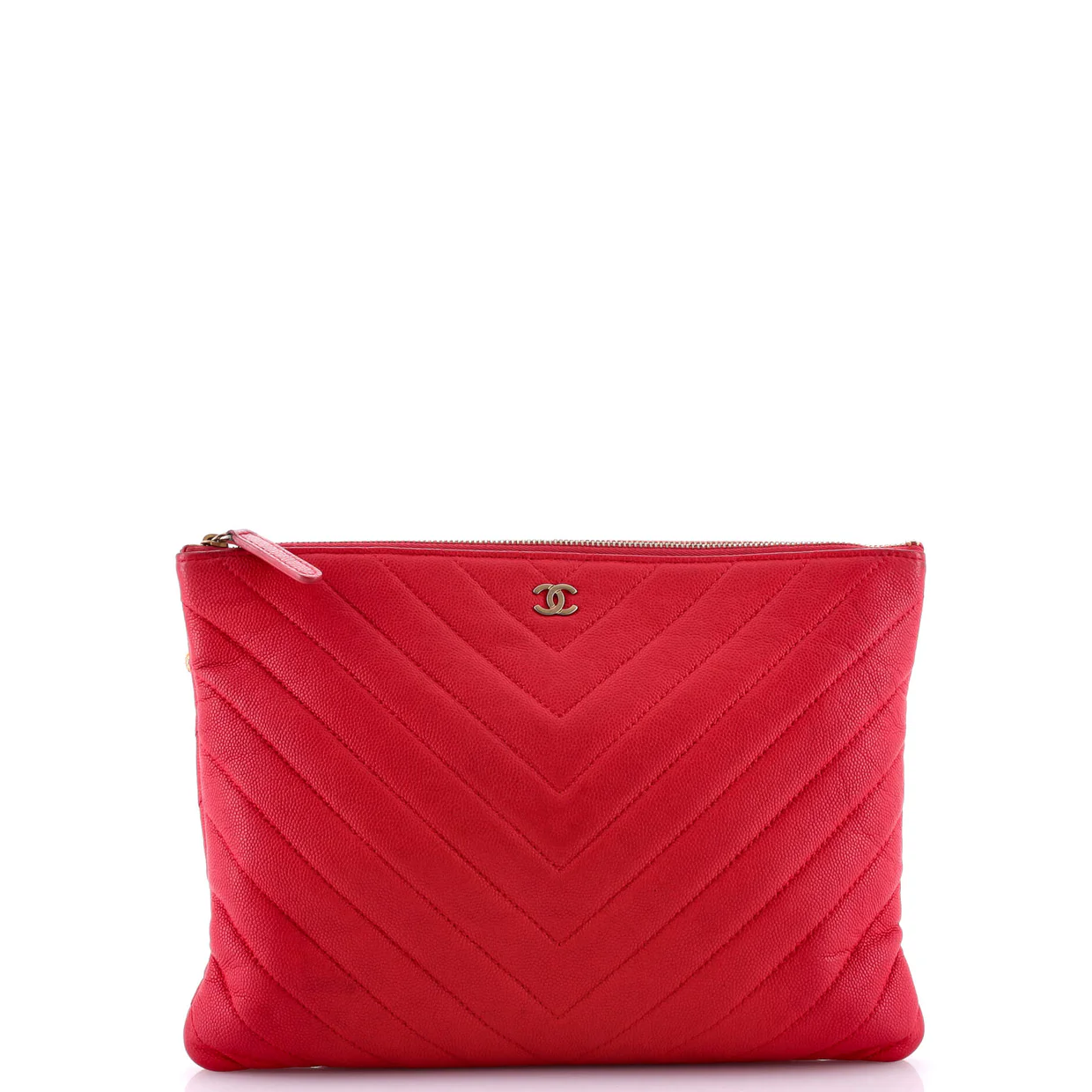 Paris-Athens O Case Clutch Chevron Caviar Medium - Deep Luxury