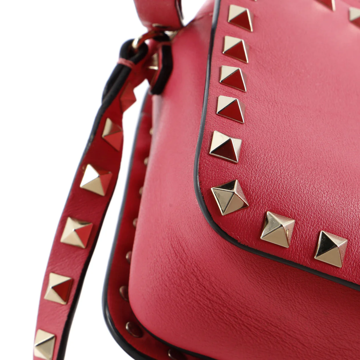 Rockstud Flip Lock Camera Crossbody Bag Leather - Deep Luxury