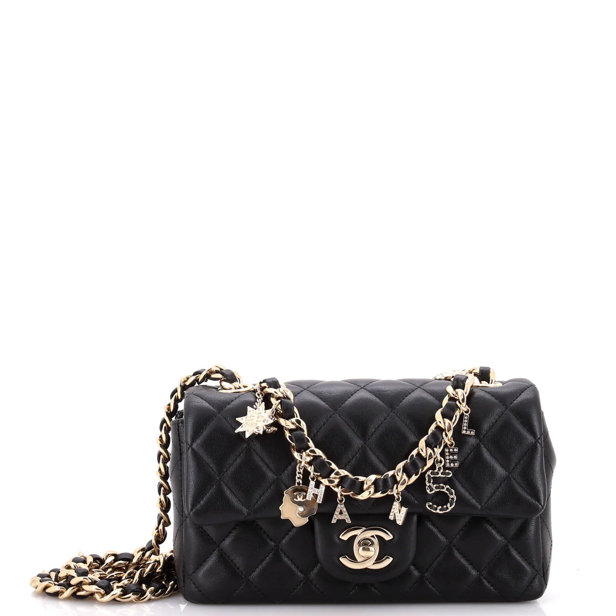 Coco Charms Classic Single Flap Bag Quilted Lambskin Mini - Deep Luxury
