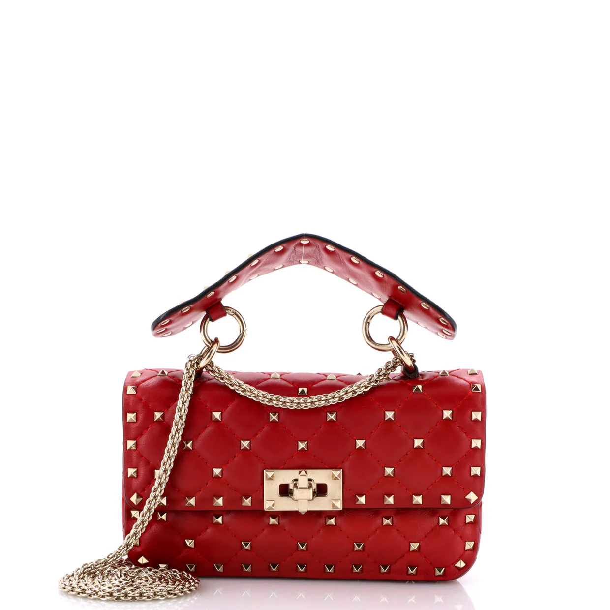 Rockstud Spike Flap Bag Quilted Leather Small - Deep Luxury