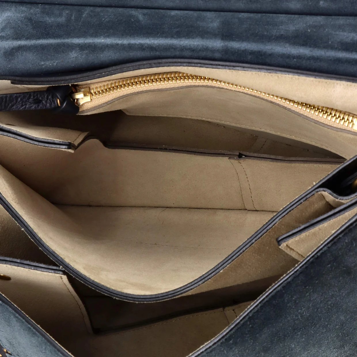 Faye Shoulder Bag Studded Leather and Suede Medium - Deep Luxury