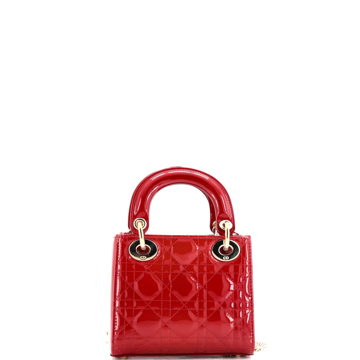 Lady Dior Chain Bag Cannage Quilt Patent Mini - Deep Luxury