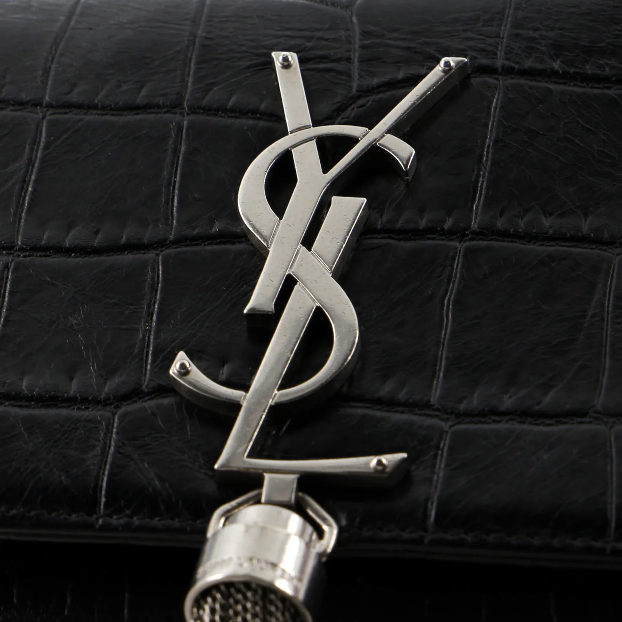 Classic Monogram Tassel Crossbody Bag Crocodile Embossed Leather Small - Deep Luxury