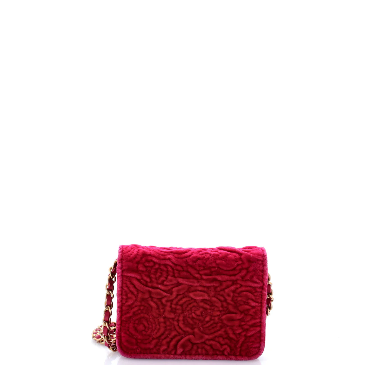 Flap Coin Purse with Chain Camellia Velvet - Deep Luxury