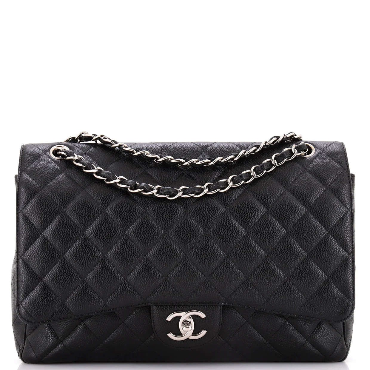 Classic Double Flap Bag Quilted Caviar Maxi - Deep Luxury