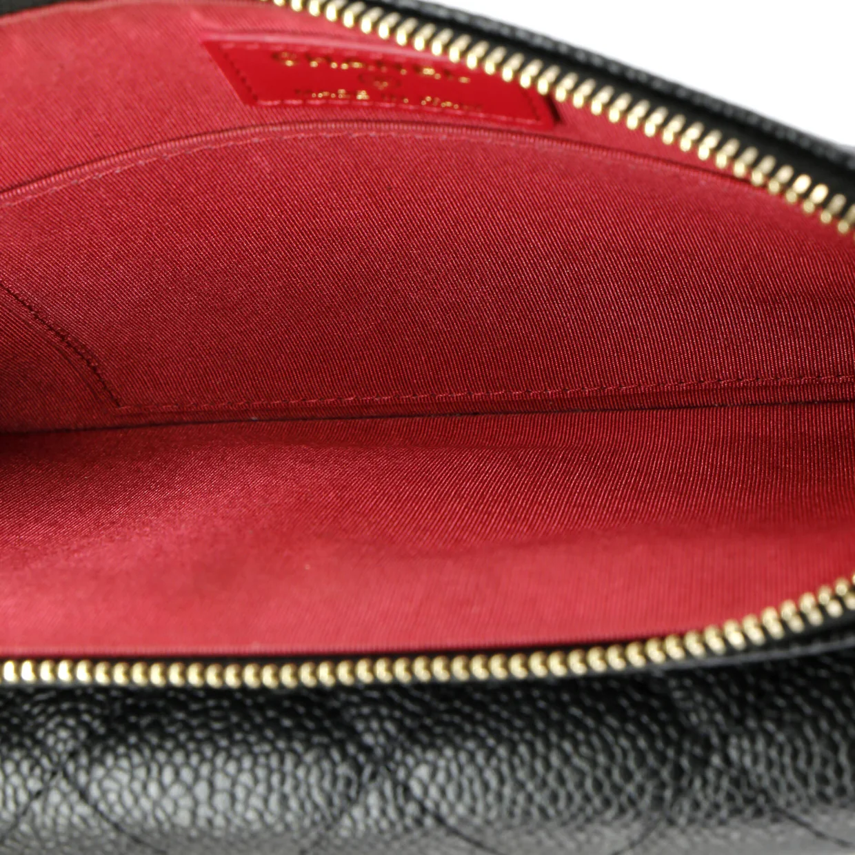 CC Front Pocket Clutch with Chain Quilted Caviar Small - Deep Luxury