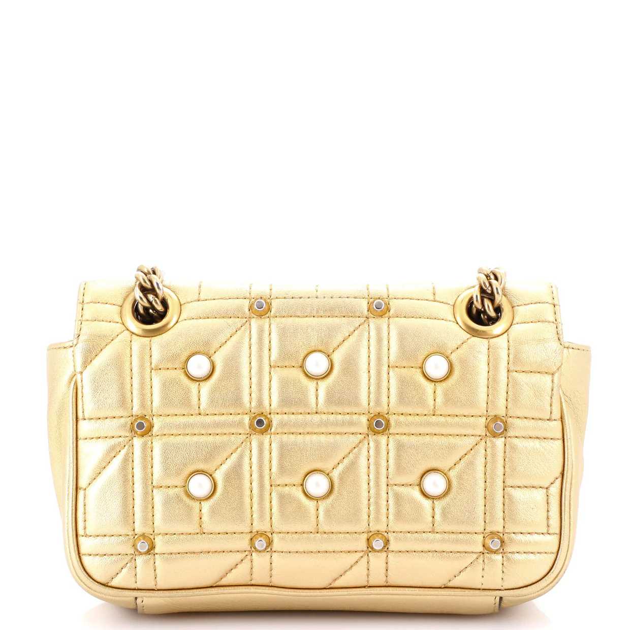 Pearly GG Marmont Flap Bag Embellished Matelasse Leather Mini - Deep Luxury