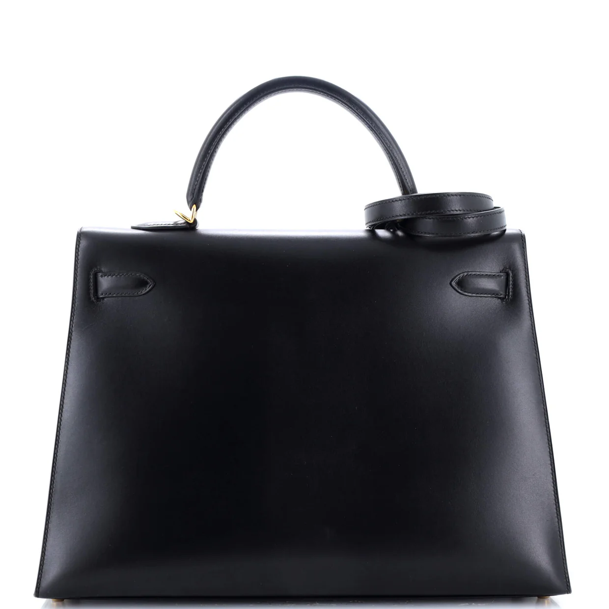 Kelly Handbag Noir Box Calf with Gold Hardware 35 - Deep Luxury