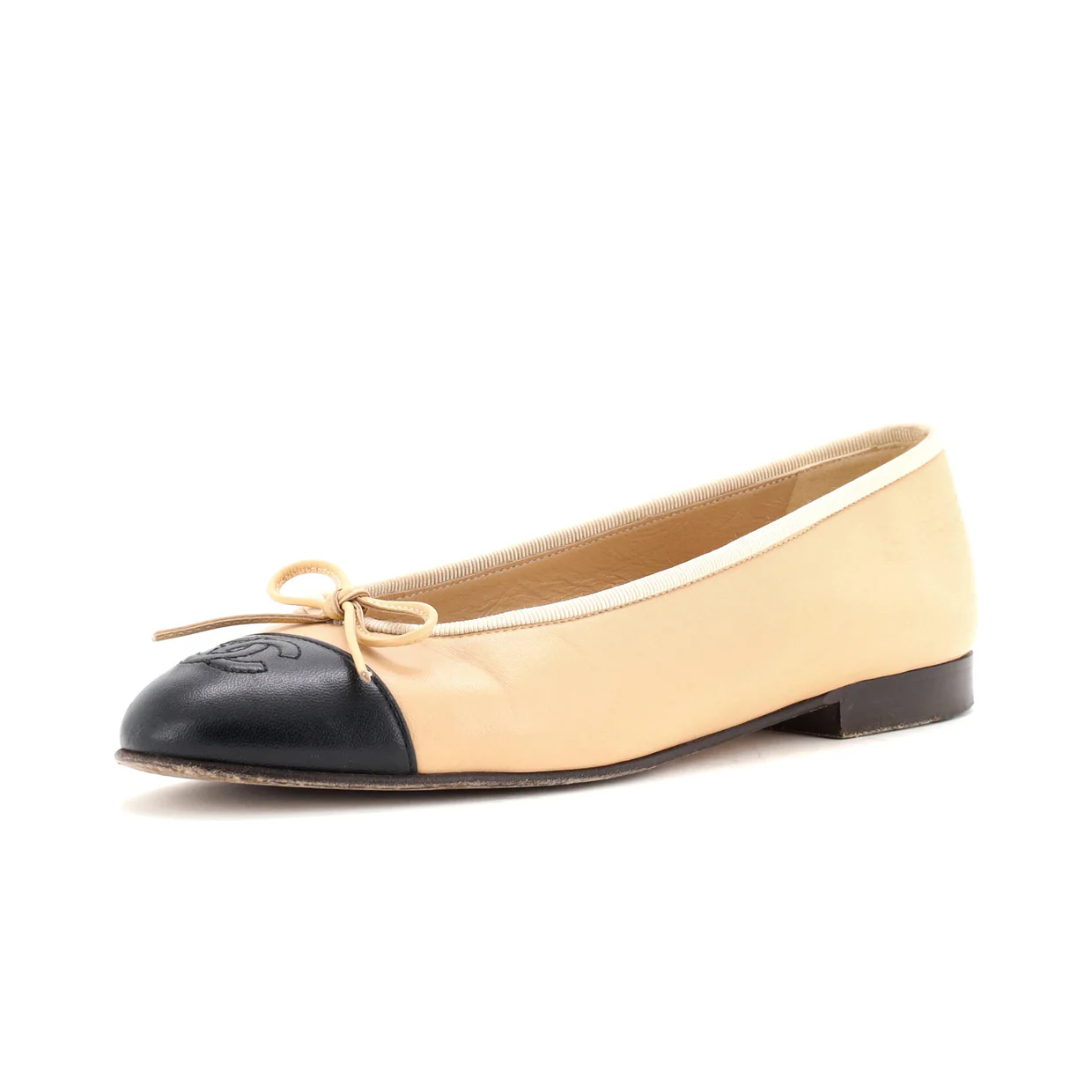 Women's CC Cap Toe Bow Ballerina Flats Leather - Deep Luxury