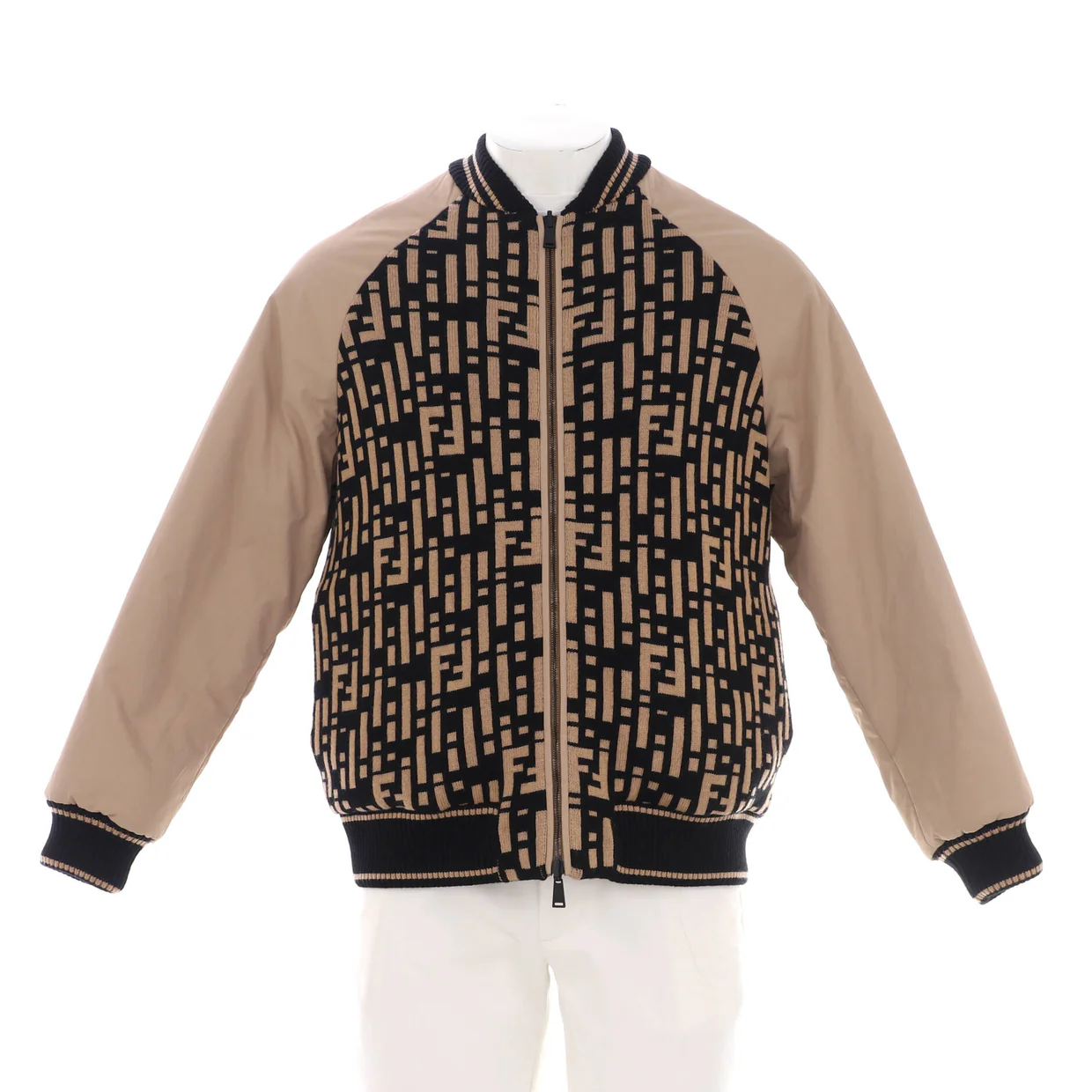 Men's Reversible Bomber Jacket Zucca Wool and Cotton and Nylon Blend - Deep Luxury