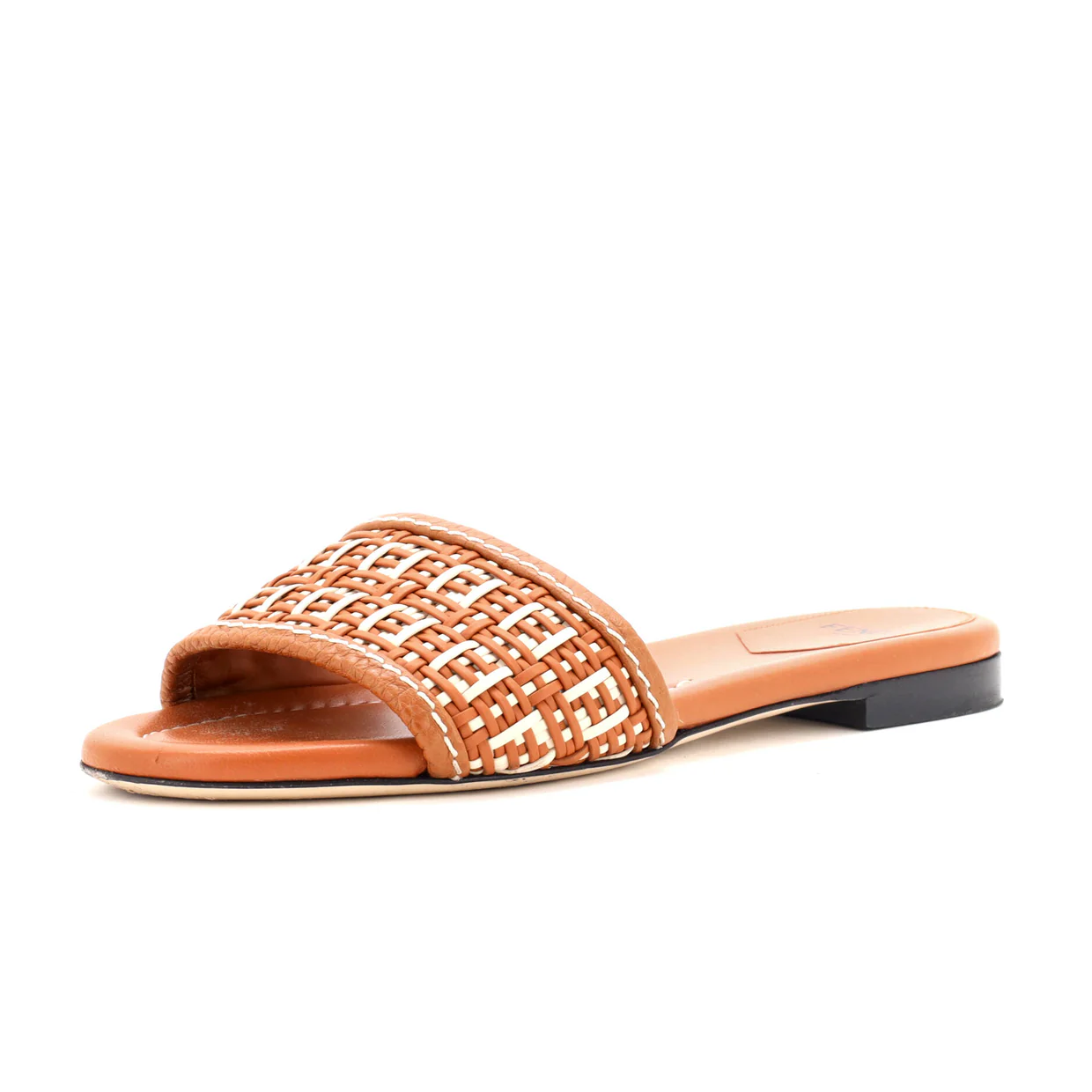 Women's FF Flat Mule Sandals Woven Leather - Deep Luxury
